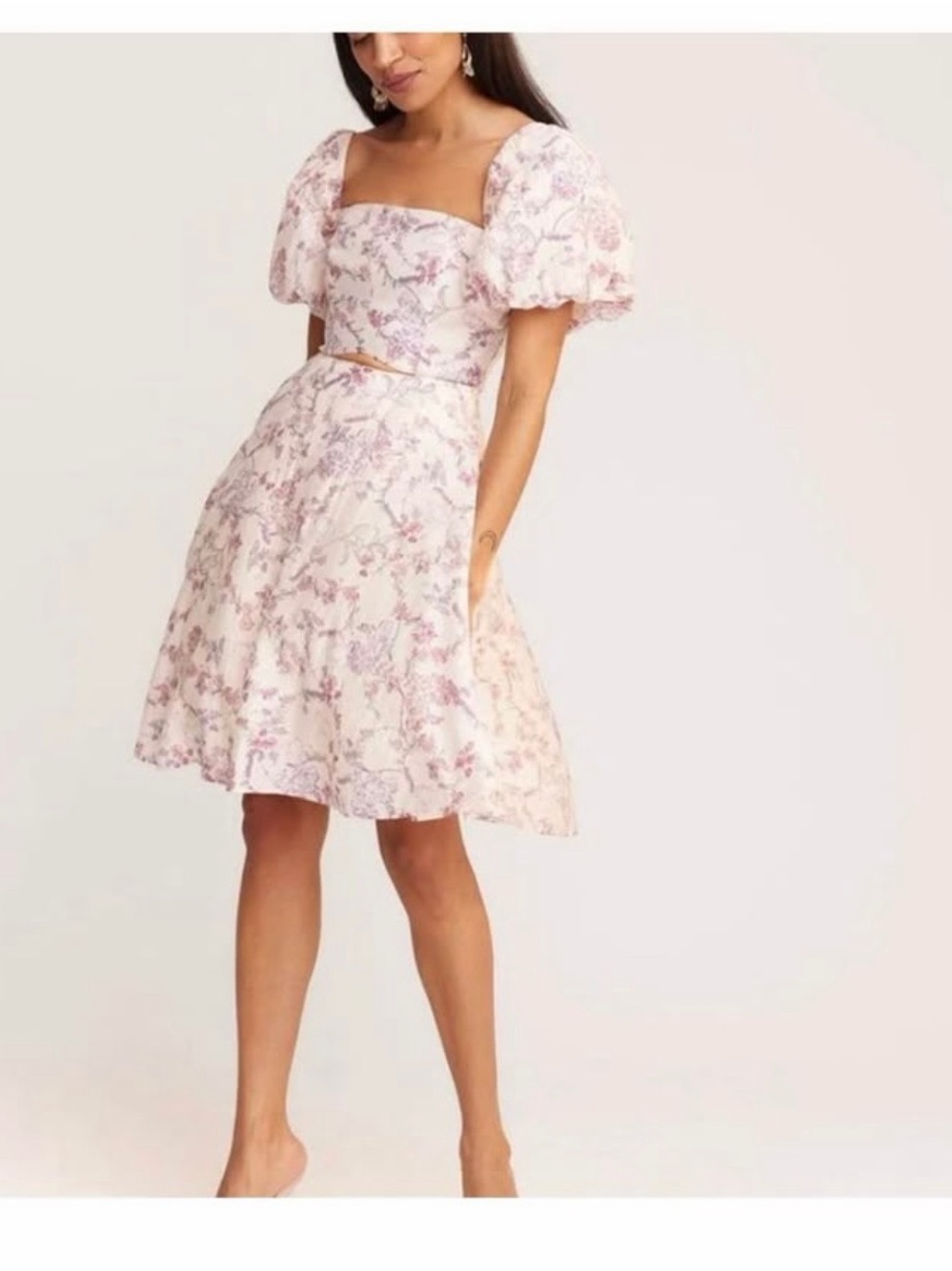 RW&CO. Pink Floral Puff-Sleeve A-Line Dress